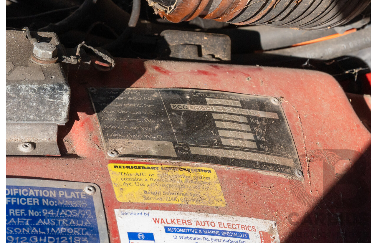 01/1986 Lotus Eclat Excel S.E. 2d Coupe Calypso Red 2.2L - Personal Import 10/1994