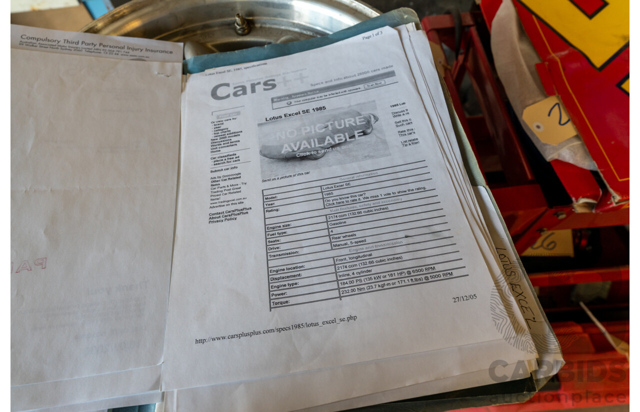 01/1986 Lotus Eclat Excel S.E. 2d Coupe Calypso Red 2.2L - Personal Import 10/1994