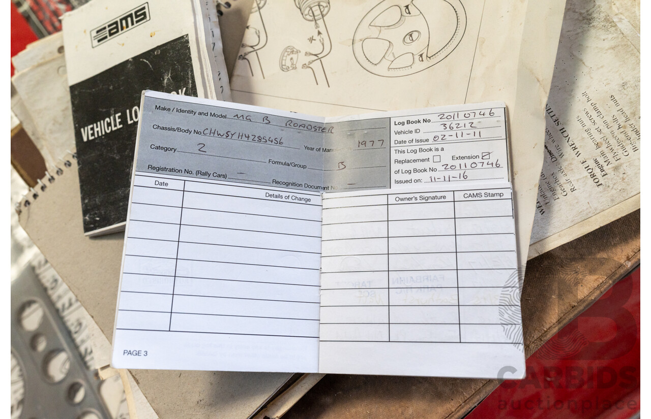 2/1977 British Leyland M.G. MGB 2d Roadster Red 1.8L - Modified and CAMS Logbooked for Hillclimb / Rally