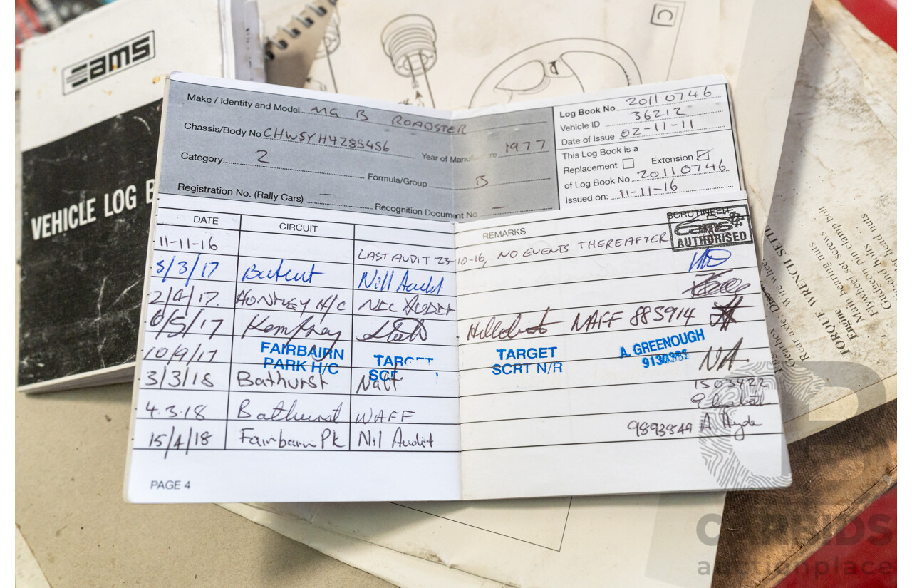 2/1977 British Leyland M.G. MGB 2d Roadster Red 1.8L - Modified and CAMS Logbooked for Hillclimb / Rally