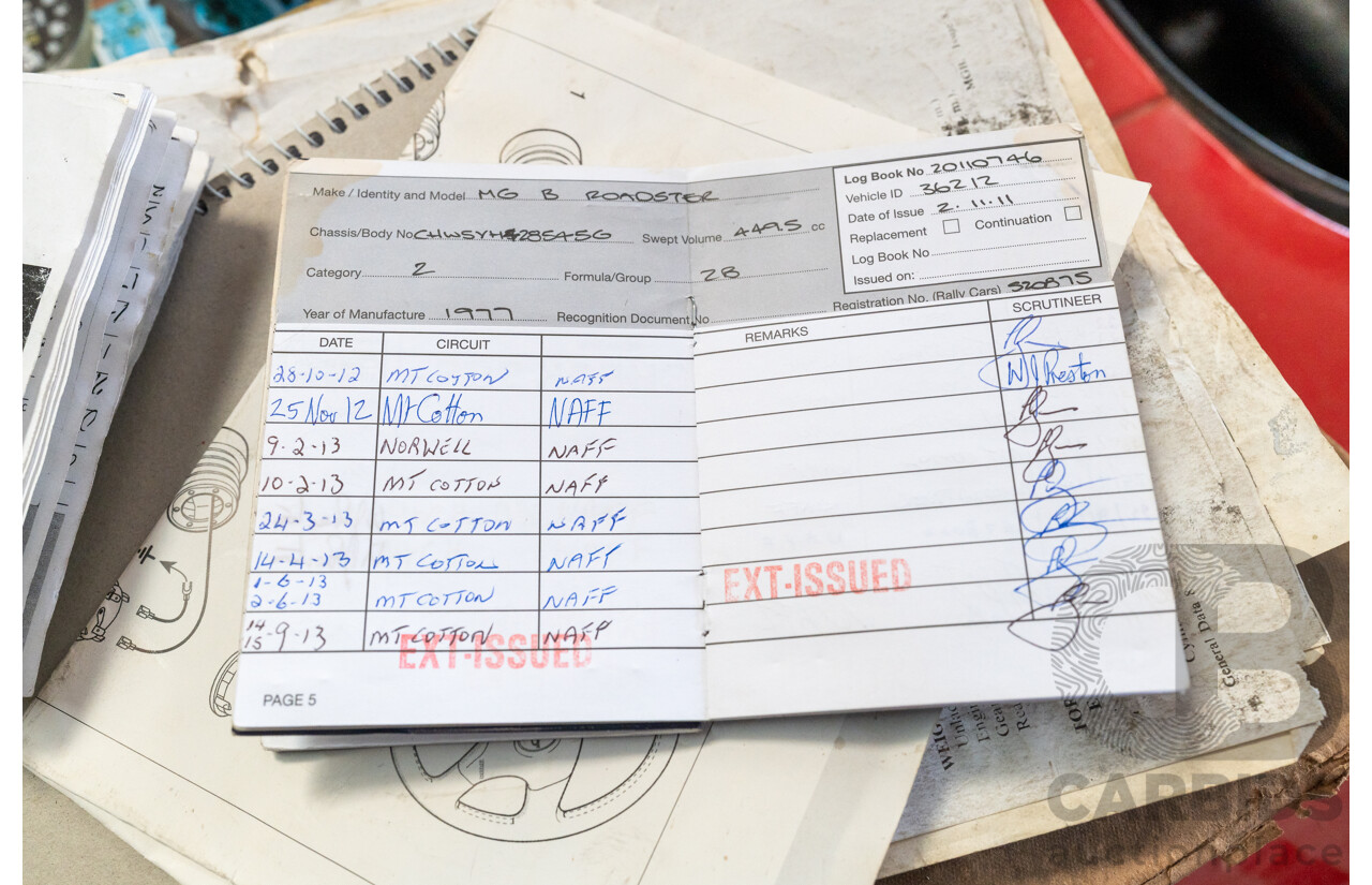 2/1977 British Leyland M.G. MGB 2d Roadster Red 1.8L - Modified and CAMS Logbooked for Hillclimb / Rally