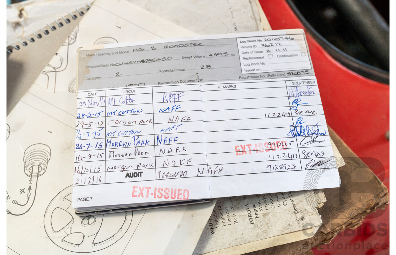 2/1977 British Leyland M.G. MGB 2d Roadster Red 1.8L - Modified and CAMS Logbooked for Hillclimb / Rally