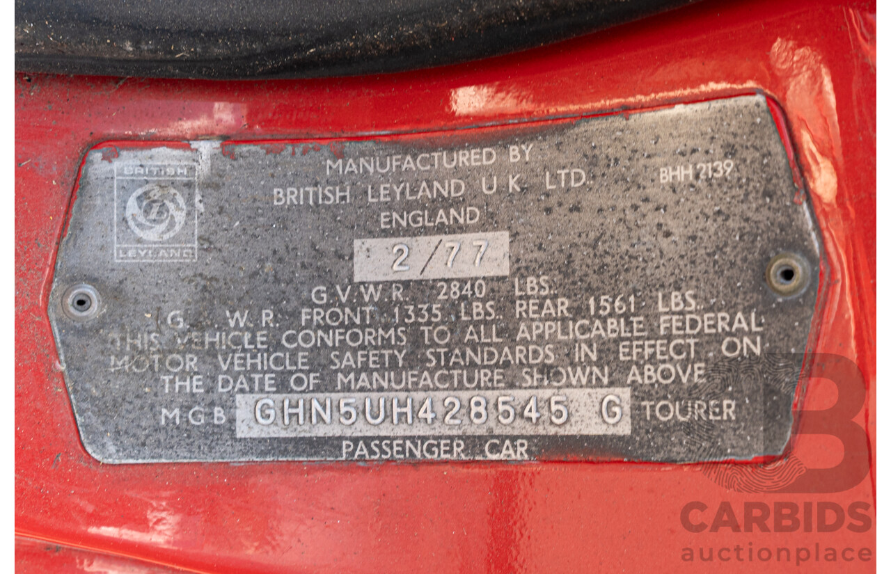 2/1977 British Leyland M.G. MGB 2d Roadster Red 1.8L - Modified and CAMS Logbooked for Hillclimb / Rally