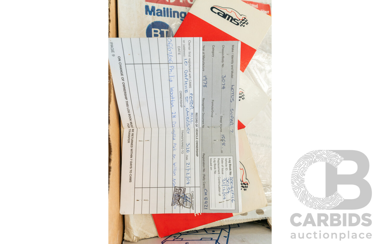 01/1978 Lotus Seven Mk4 (Steel Brothers New Zealand) 2d Roadster Red 1.6L - CAMS Logbooked