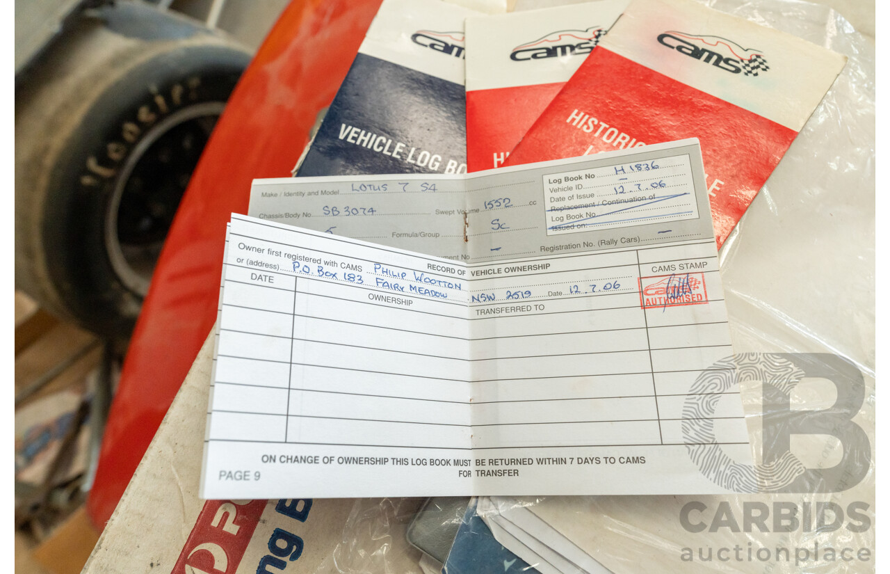 01/1978 Lotus Seven Mk4 (Steel Brothers New Zealand) 2d Roadster Red 1.6L - CAMS Logbooked