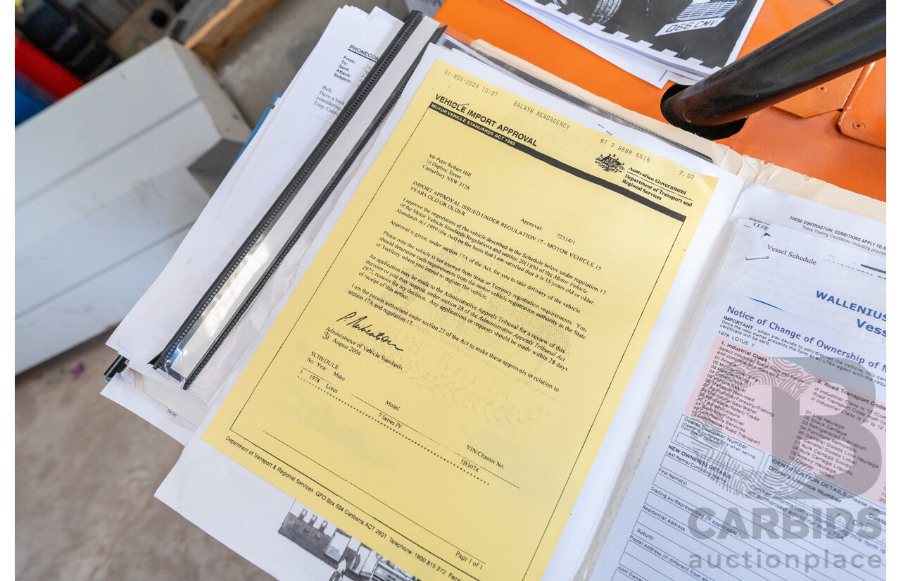 01/1978 Lotus Seven Mk4 (Steel Brothers New Zealand) 2d Roadster Red 1.6L - CAMS Logbooked