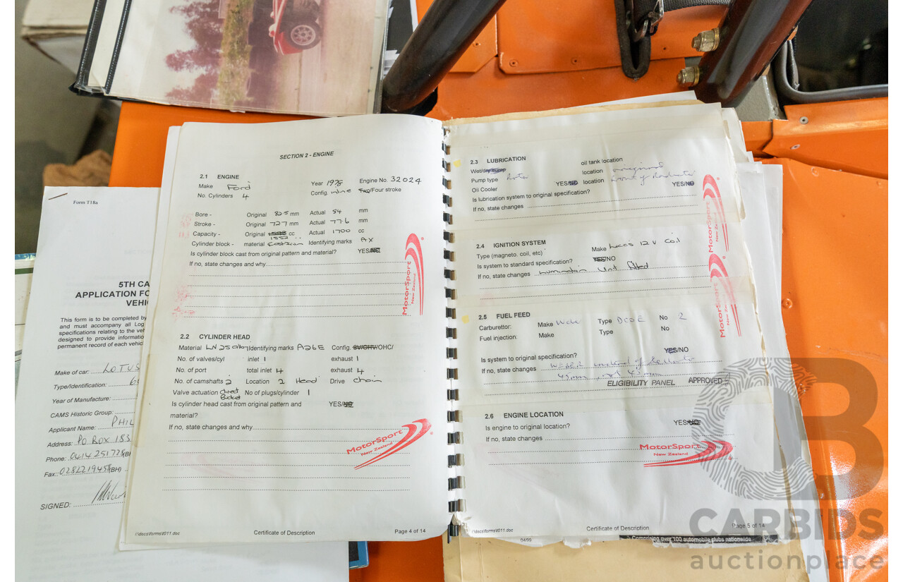 01/1978 Lotus Seven Mk4 (Steel Brothers New Zealand) 2d Roadster Red 1.6L - CAMS Logbooked