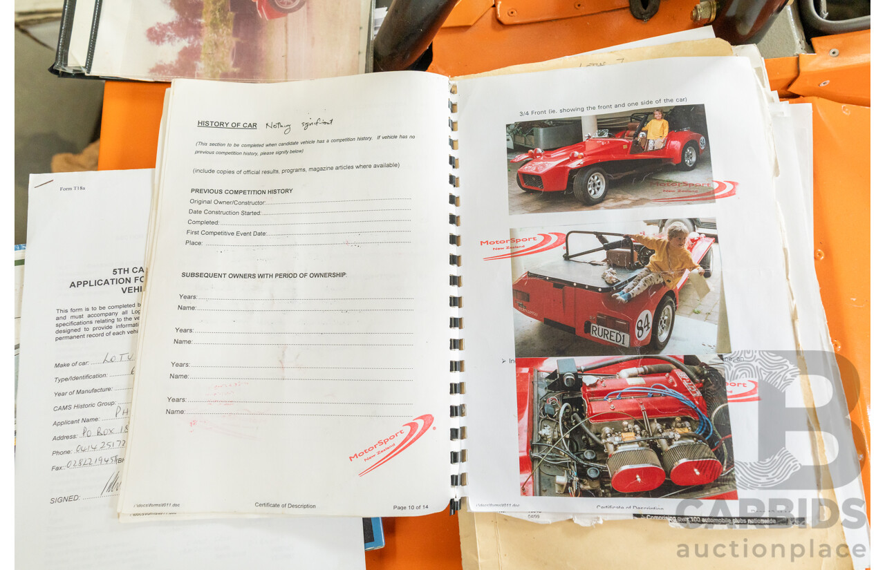 01/1978 Lotus Seven Mk4 (Steel Brothers New Zealand) 2d Roadster Red 1.6L - CAMS Logbooked