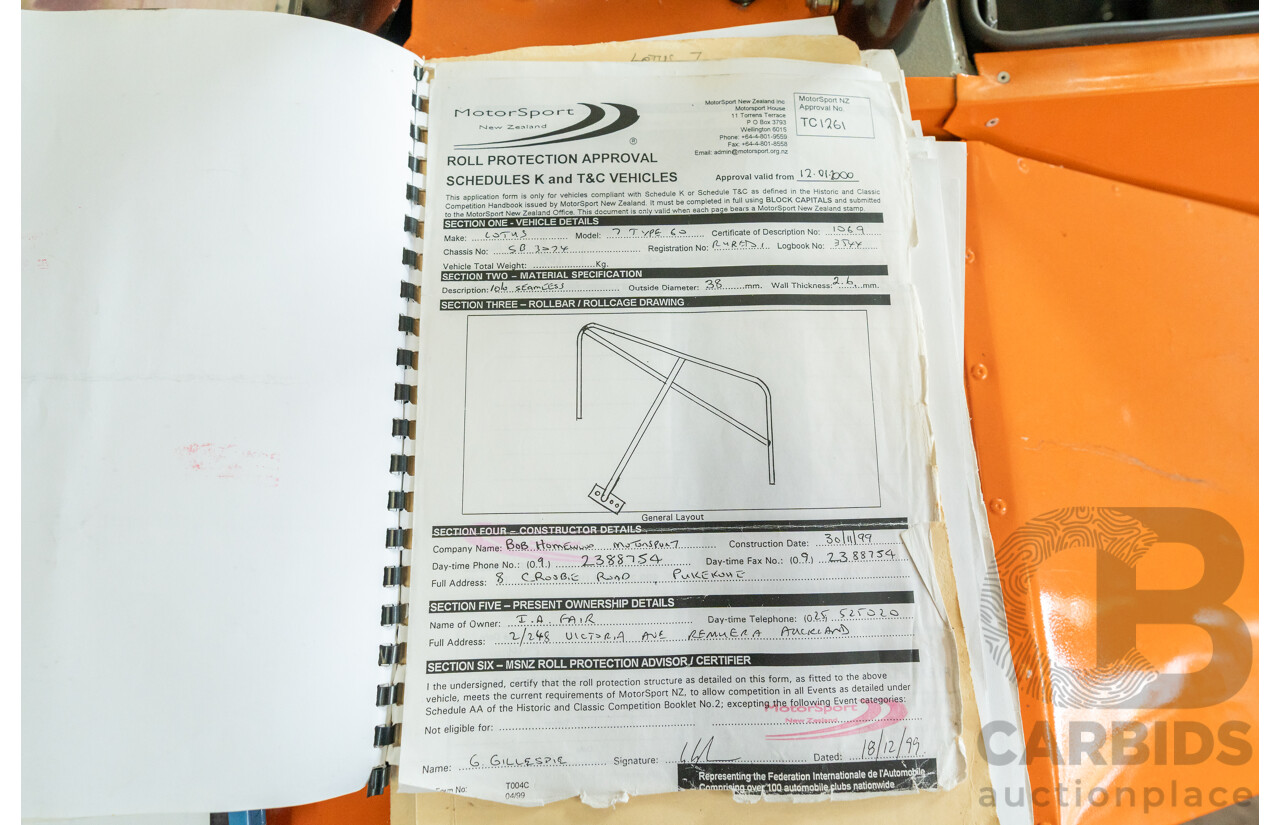 01/1978 Lotus Seven Mk4 (Steel Brothers New Zealand) 2d Roadster Red 1.6L - CAMS Logbooked