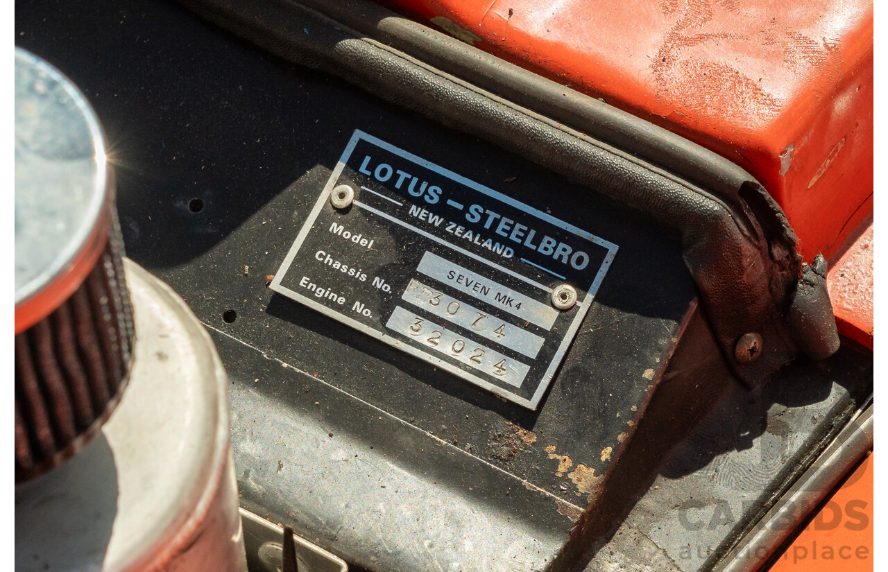 01/1978 Lotus Seven Mk4 (Steel Brothers New Zealand) 2d Roadster Red 1.6L - CAMS Logbooked