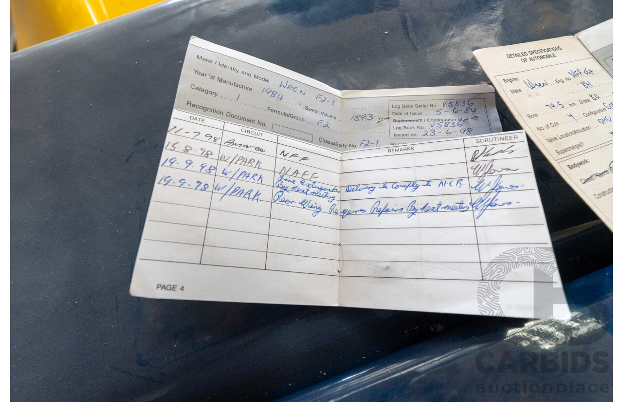 Circa 1984 Wren F2-1 Racing Car Yellow 1.6L - CAMS Logbooked