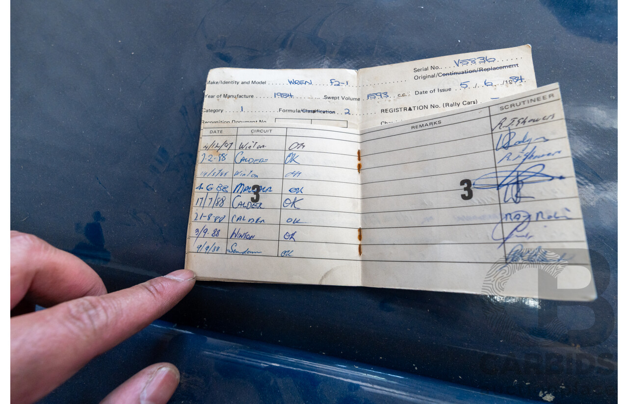 Circa 1984 Wren F2-1 Racing Car Yellow 1.6L - CAMS Logbooked