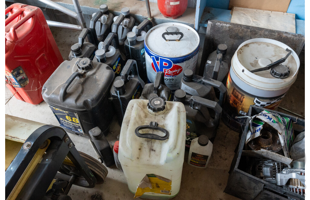 Large Collection of Motor Oils and Fluids