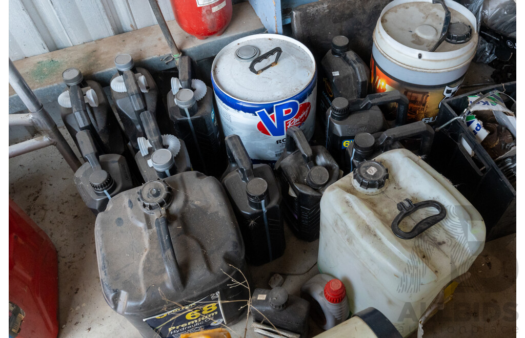 Large Collection of Motor Oils and Fluids