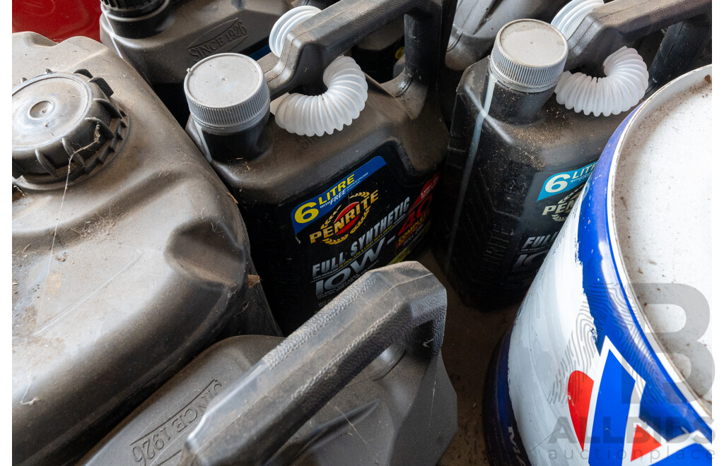 Large Collection of Motor Oils and Fluids