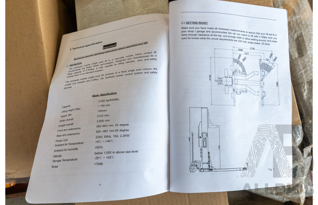 2022 Hero Hoists Pty Ltd 2500 Kg Lift King Portable Motor Vehicle Hoist
