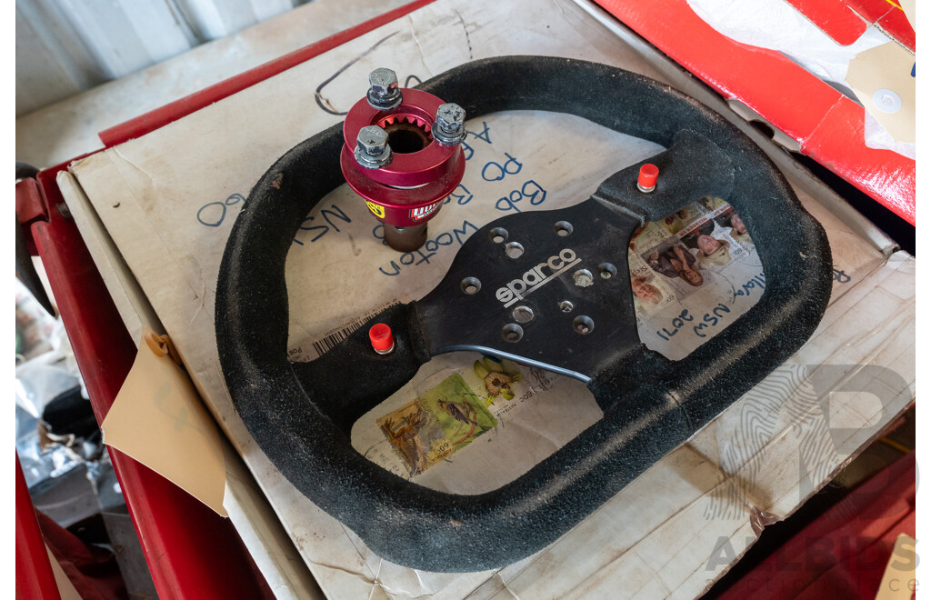 Sparco Lightweight Racing Steering Wheel with Quick Car Quick Release Boss Kit