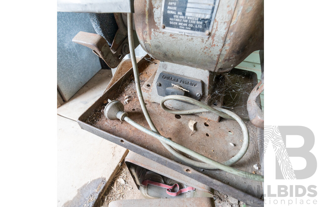 Seen Mean Model No SM1216 Heavy Duty Ball Bearing Electric Bench Grinder