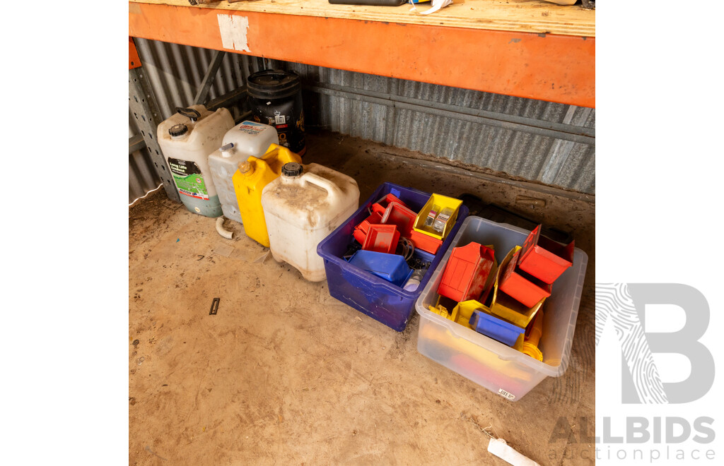 Assorted Liquid and Fastners Storage Containers