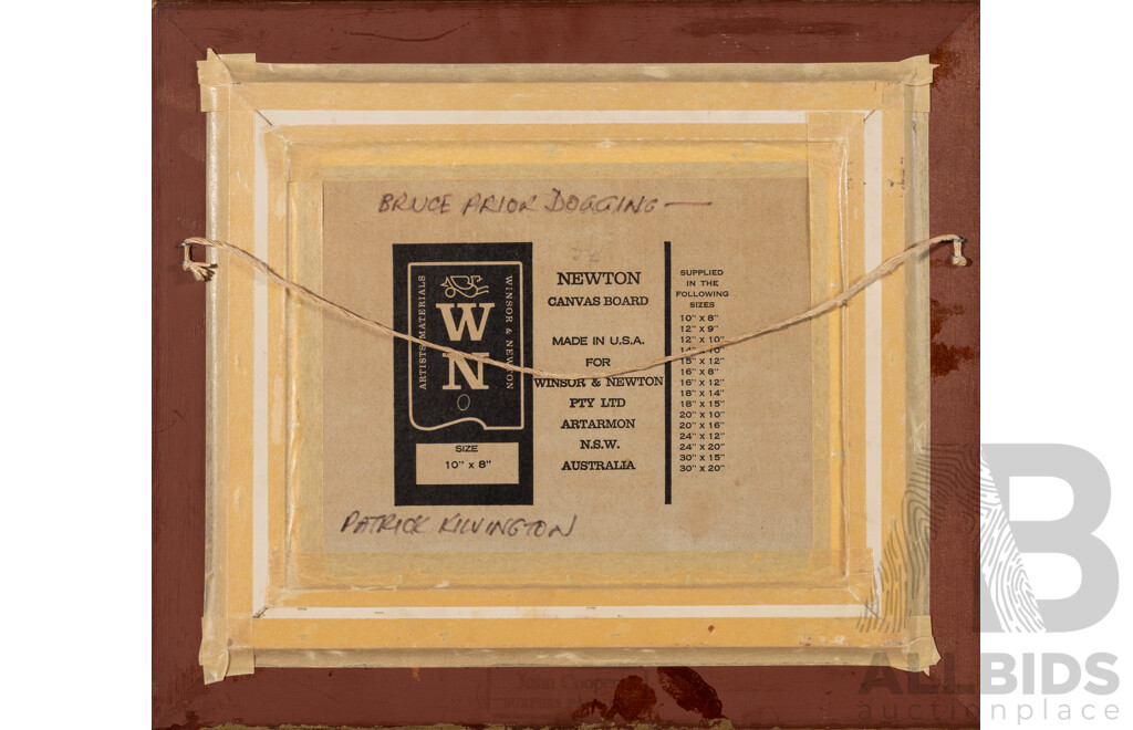 Patrick Kilvington (20th Century, British-Born Australian, 1922-1990), Bruce Prior Dogging, Original Oil on Canvas Board