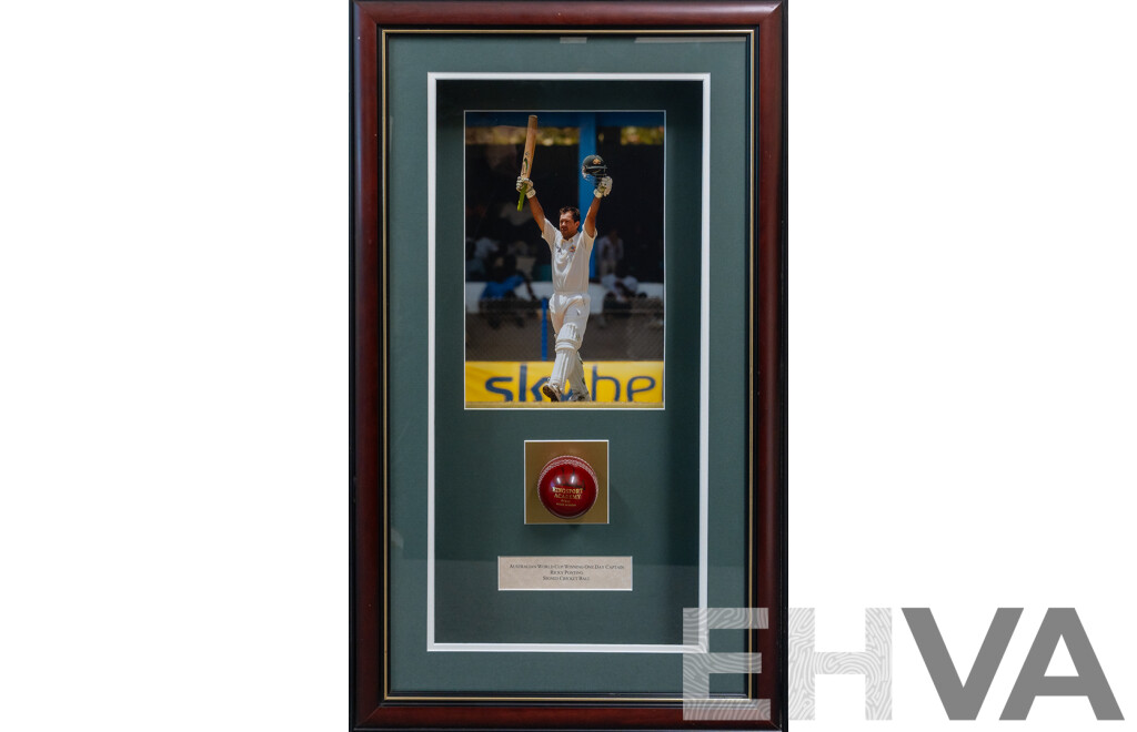Ricky Ponting Framed Signed Cricket Ball Display