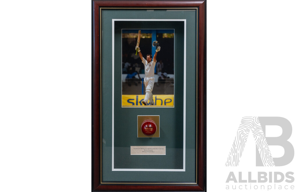 Ricky Ponting Framed Signed Cricket Ball Display