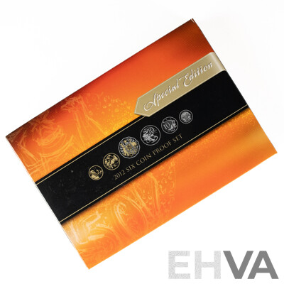 Australian RAM 2012 Six Proof Coin Set, Special Edition Including Selectively Gold Plated Fifty Cent Coin