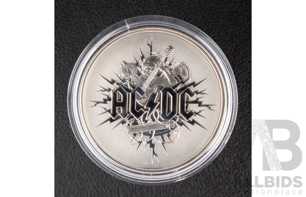 Australian RAM 2021 Silver One Dollar Frosted Coin, AC/DC