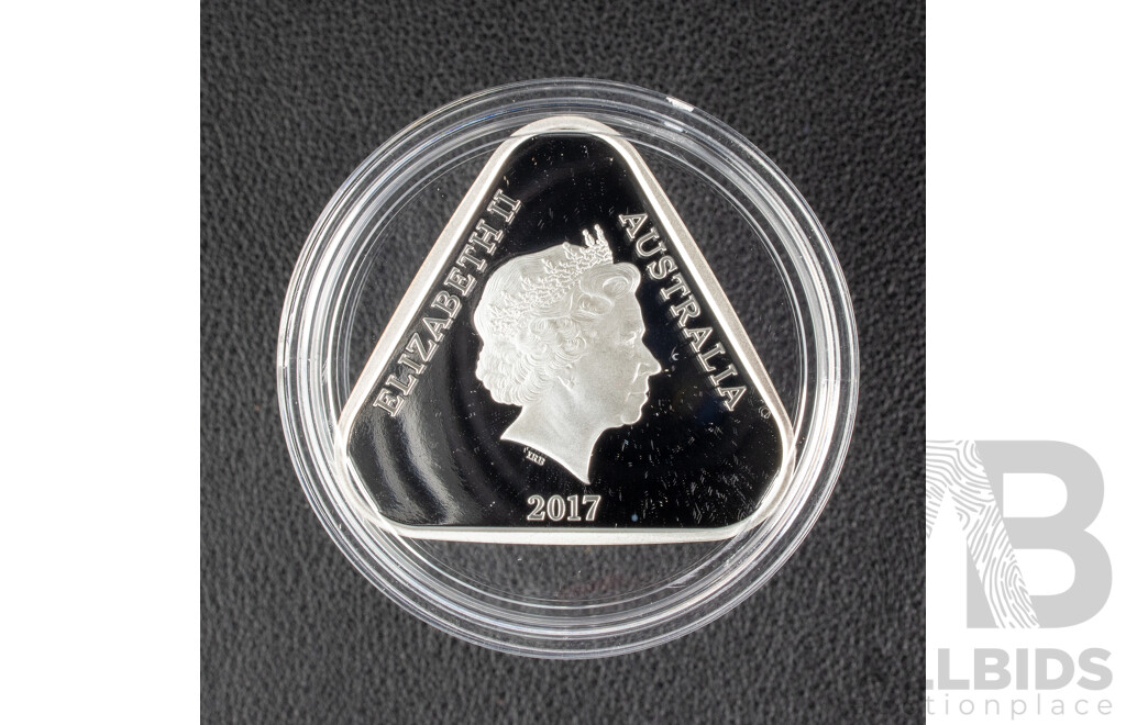 Australian 2017 RAM Silver Proof Coloured Triangular Five Dollar Coin, Front Line Angels, Tireless Devotion of Service Nurses .999