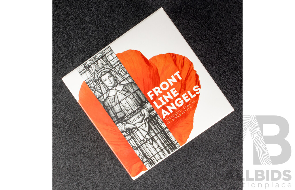 Australian 2017 RAM Silver Proof Coloured Triangular Five Dollar Coin, Front Line Angels, Tireless Devotion of Service Nurses .999