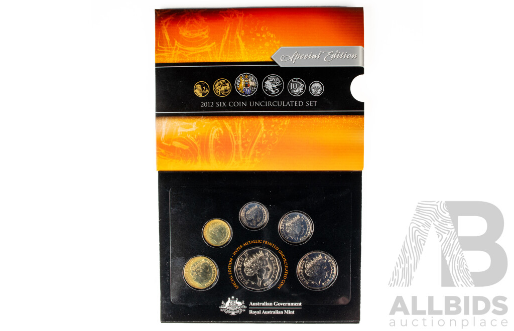 Australian RAM 2012 UNC Six Coin Set Special Edition, Coloured Fifty Cent Coin