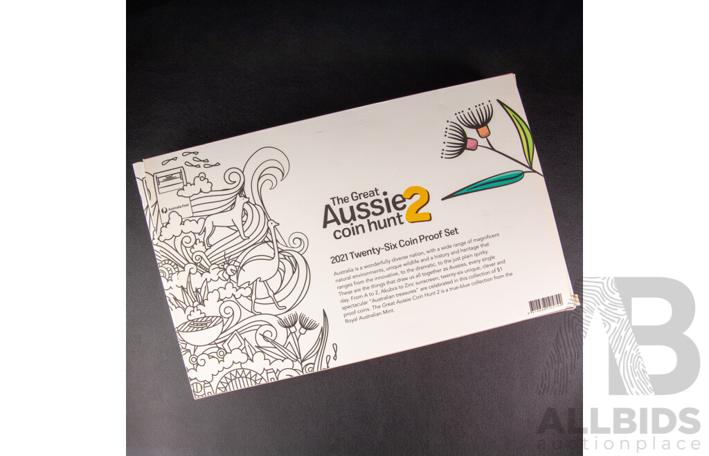 Australian RAM 2021 Proof Twenty Six One Dollar Coin Boxed Set, The Great Aussie Coin Hunt