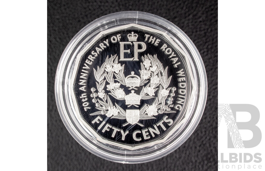 Australian RAM 2017 Silver Proof Fifty Cent Coin, Royal 70th Wedding Anniversary .999