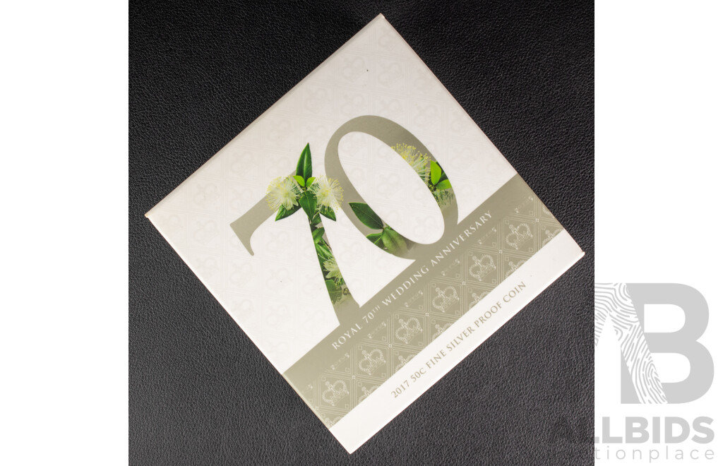 Australian RAM 2017 Silver Proof Fifty Cent Coin, Royal 70th Wedding Anniversary .999