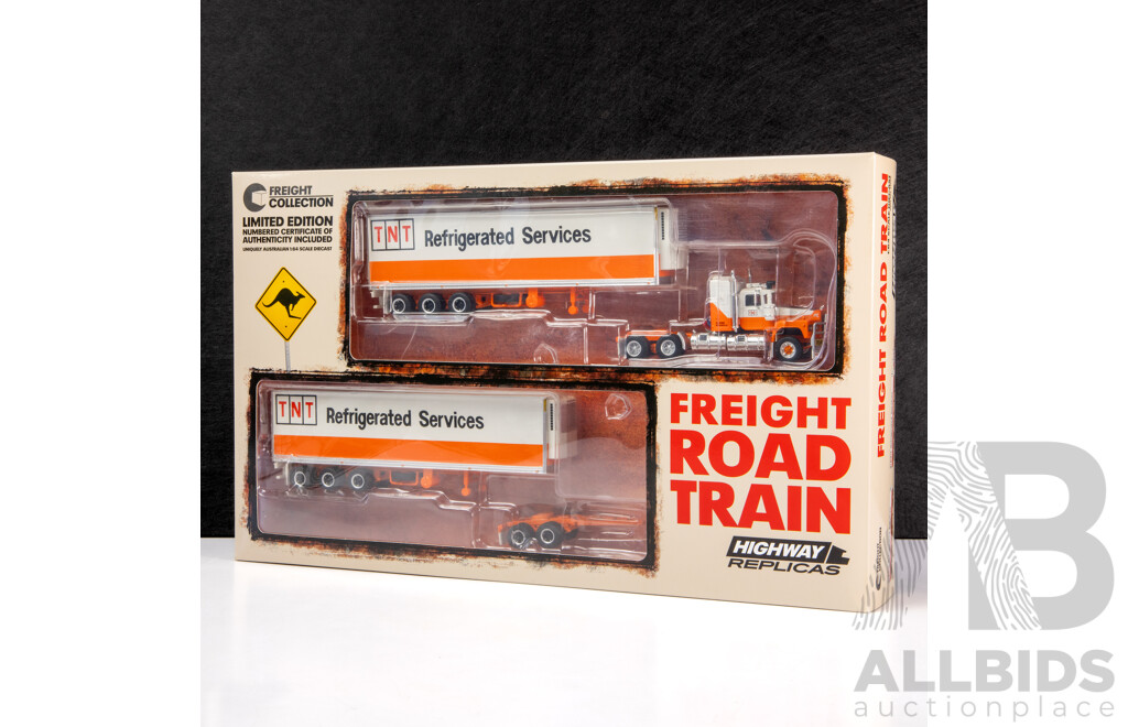 Boxed Highway Replicas Diecast Mack Freight Road Train 12016 with Certificate of Authenticity - 1:64 Scale