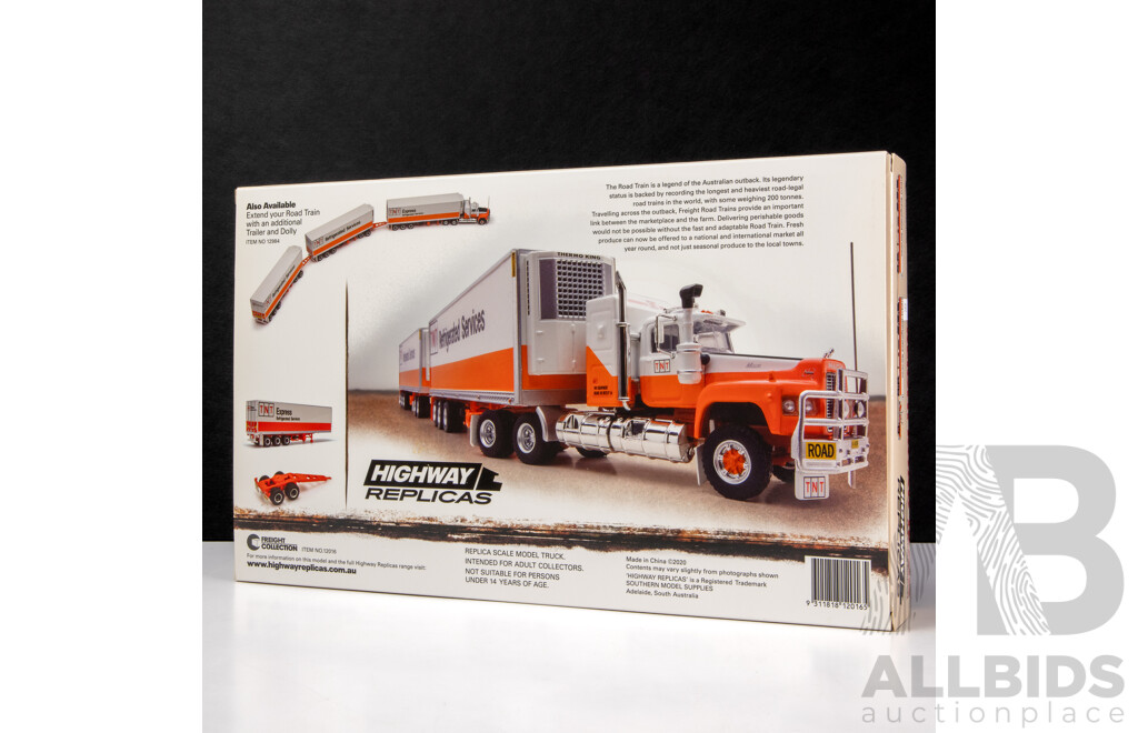 Boxed Highway Replicas Diecast Mack Freight Road Train 12016 with Certificate of Authenticity - 1:64 Scale
