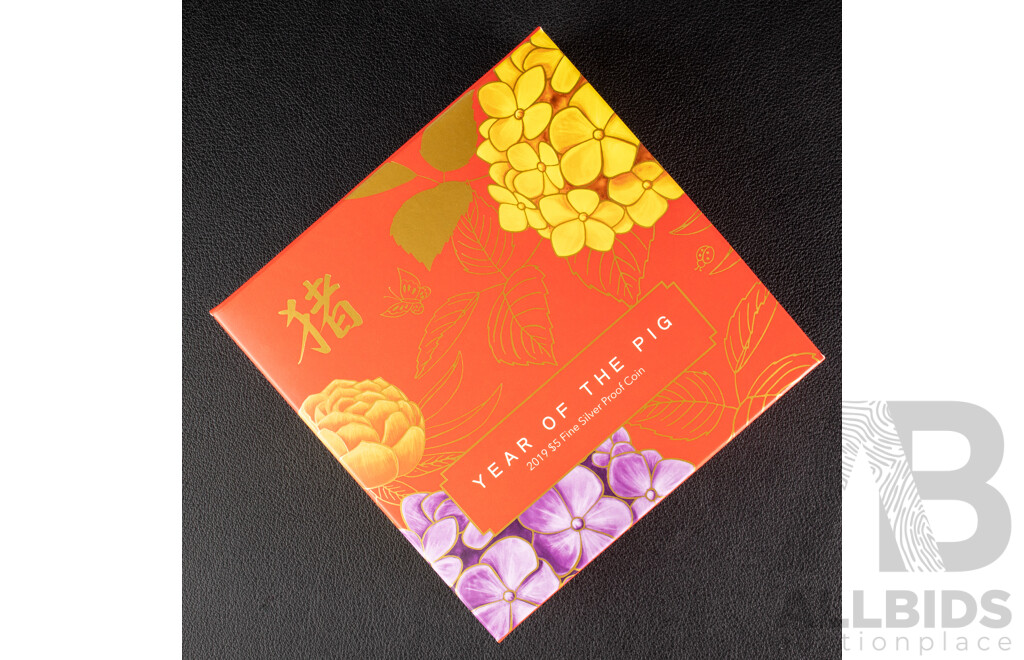 Australian RAM 2019 Silver Proof Five Dollar Coin - Year of the Pig .999