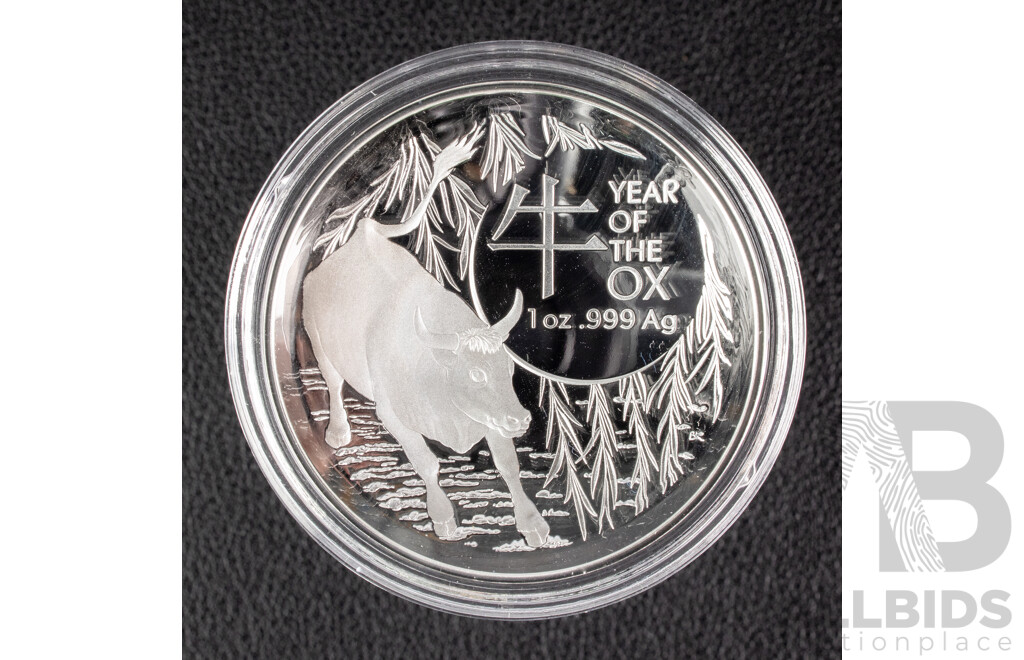 Australian RAM 2021 Silver Proof Domed Five Dollar Coin - Lunar Series, Year of the Ox .999