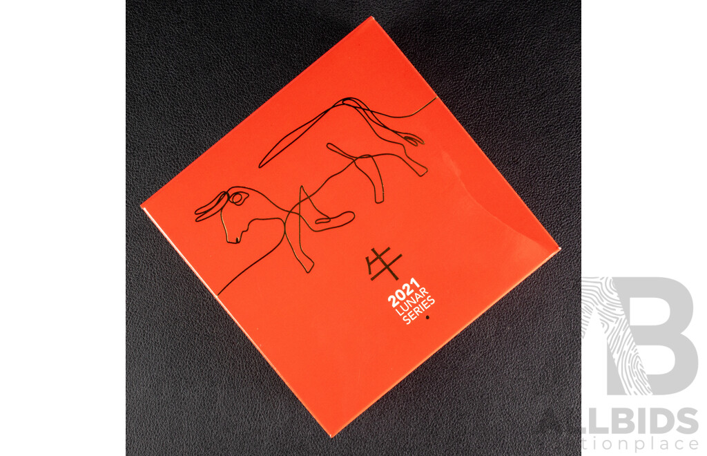 Australian RAM 2021 Silver Proof Domed Five Dollar Coin - Lunar Series, Year of the Ox .999