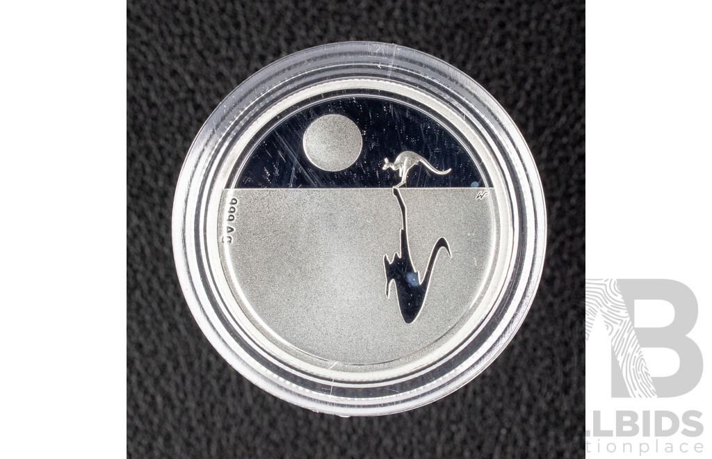 Australian RAM 2018 Silver Proof One Dollar Coin, Kangaroo at Sunset .999