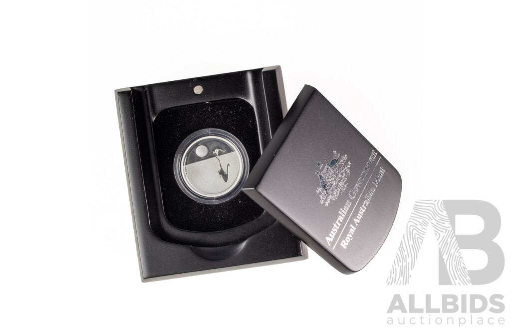 Australian RAM 2018 Silver Proof One Dollar Coin, Kangaroo at Sunset .999