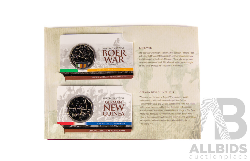 Australia RAM 2014-2018 Australia at War Eighteen Commemorative Fifty Cent Coin Boxed Set