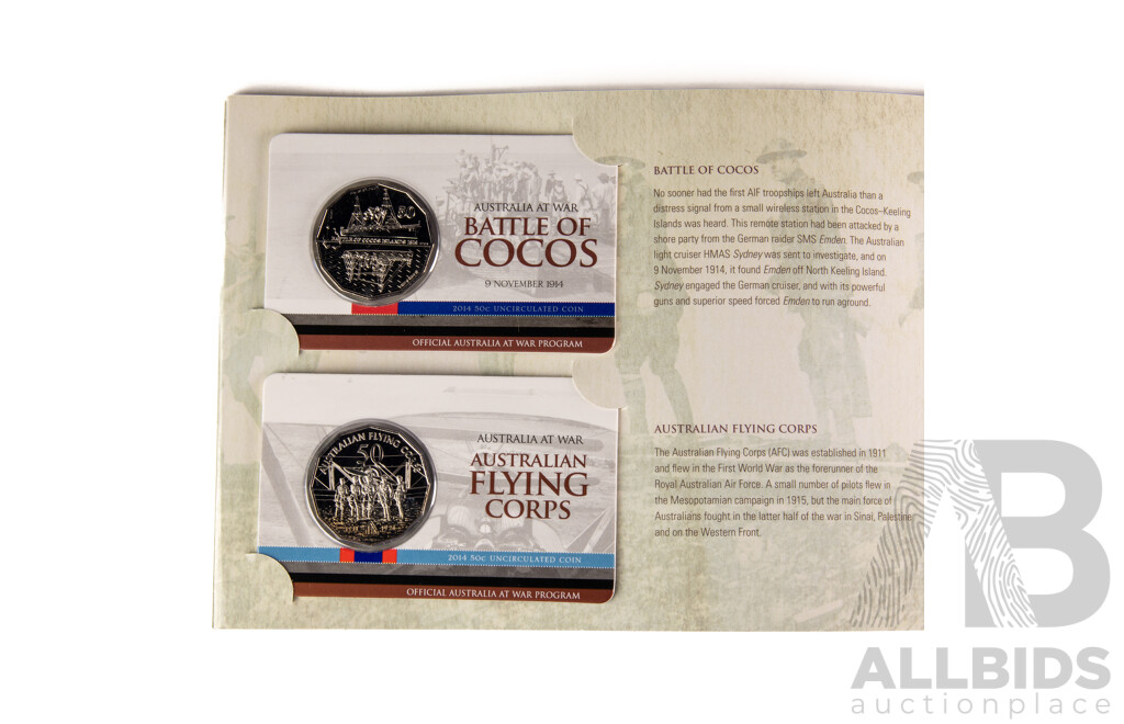 Australia RAM 2014-2018 Australia at War Eighteen Commemorative Fifty Cent Coin Boxed Set