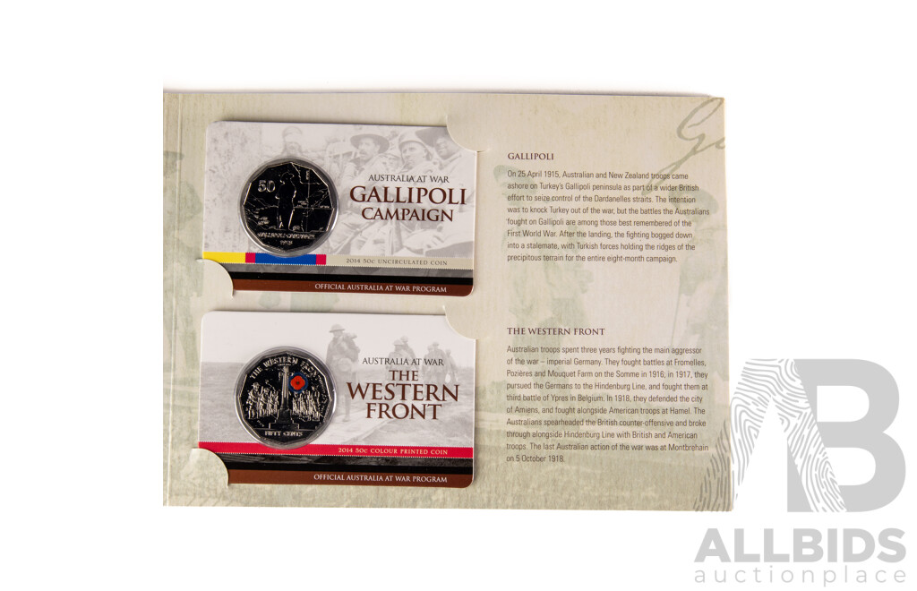 Australia RAM 2014-2018 Australia at War Eighteen Commemorative Fifty Cent Coin Boxed Set
