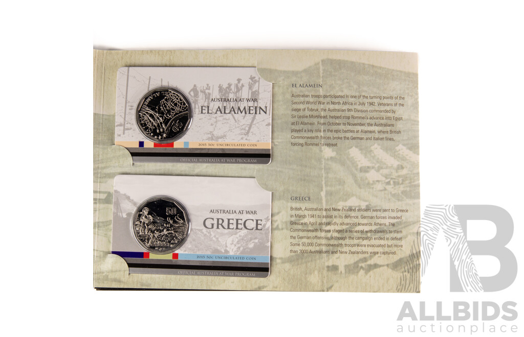 Australia RAM 2014-2018 Australia at War Eighteen Commemorative Fifty Cent Coin Boxed Set