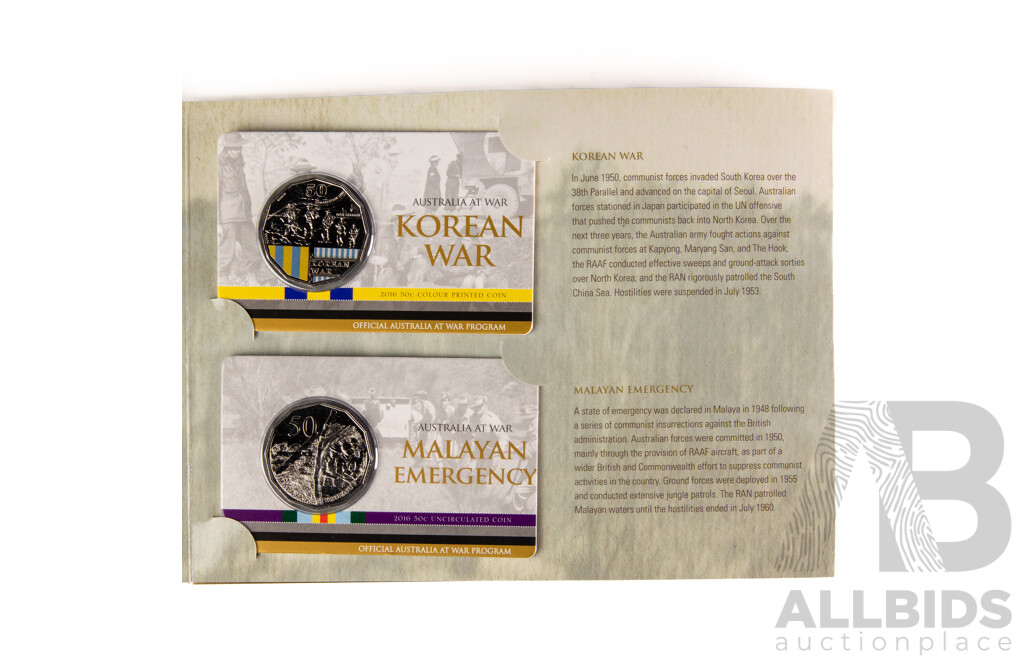 Australia RAM 2014-2018 Australia at War Eighteen Commemorative Fifty Cent Coin Boxed Set