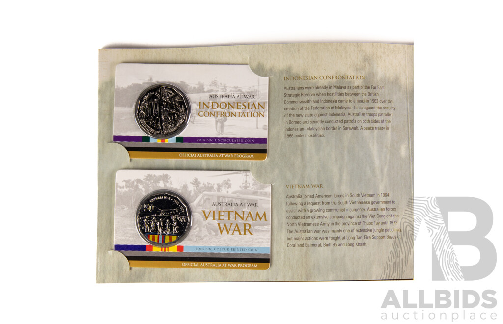 Australia RAM 2014-2018 Australia at War Eighteen Commemorative Fifty Cent Coin Boxed Set