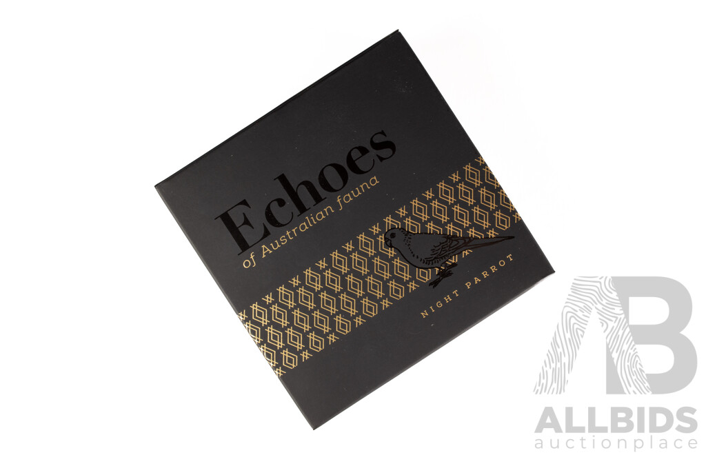 Australian RAM 2019 Commemorative Five Dollar Plated Silver Proof Coin, Echoes of Australian Fauna - Night Parrot .999