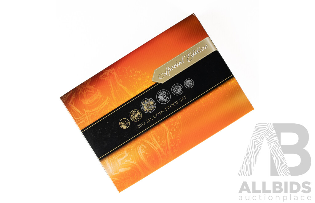 Australian RAM 2012 Six Proof Coin Set, Special Edition Including Selectively Gold Plated Fifty Cent Coin