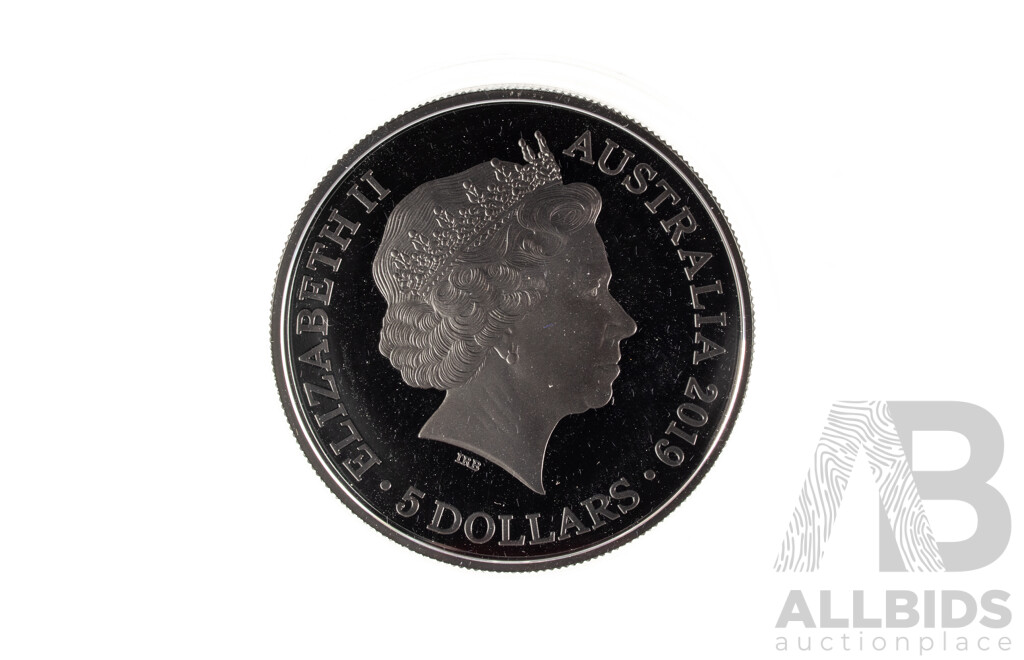 Australian RAM 2019 Commemorative Five Dollar Plated Silver Proof Coin, Echoes of Australian Fauna - Lesser Bilby .999
